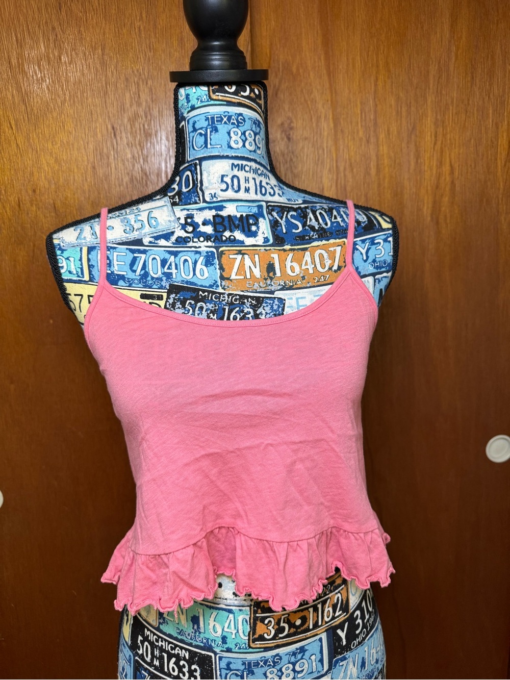 Pink American Eagle Ruffled Crop Top